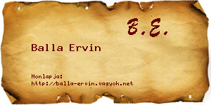 Balla Ervin névjegykártya